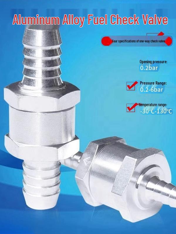 Aluminum Alloy Fuel Check Valve, High-Temp Resistant, One-Way Quick Connect for Gasoline/Diesel. M10 One-way Check Valve