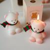 1 Christmas Scarf Bear Scented Candle (English Pear Freesia Scent), Cute Christmas Bear Aromatherapy Ornaments, Home Atmosphere Scented Candle Creativ