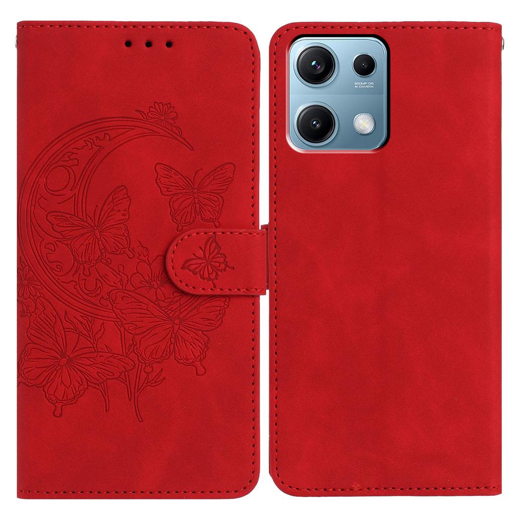 Für Xiaomi Redmi Note 14S 4G Hülle Schmetterlingsblumen-Prägung PU-Leder Geldbörse Ständer Handyhülle