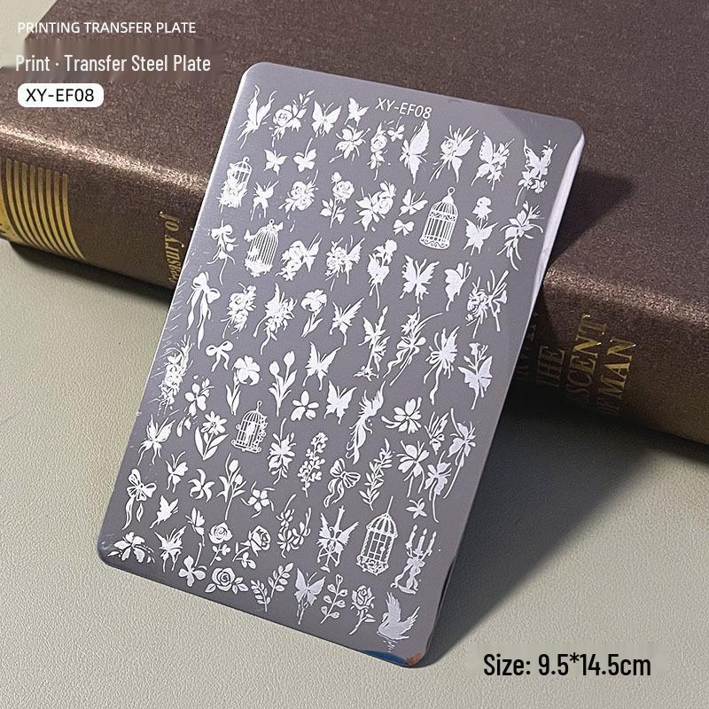 Butterfly Floral Lace Stripe Nail Art Transfer Plate