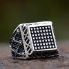 316L Stainless Steel Square Ring With Green Zircon Middle East Anels Danshen Temperament  Accessories Couple Gift