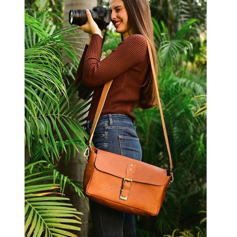 Camera Bag Full Grain Leather Messenger DSLR for Mirrorless Instant Camera Shoulder Bag Leather Gift for Him Fathers Day Travel