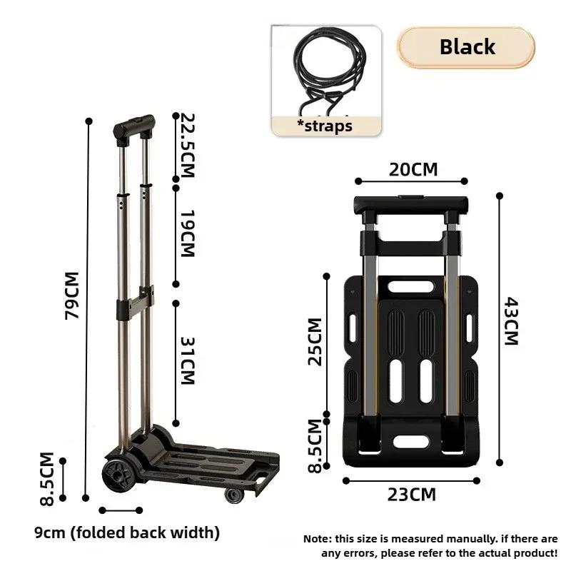 Wheeled Small Truck with Foldable Pull Rod Portable Shopping Cart Household Grocery Cart Small Pull Cart, Luggage Cart