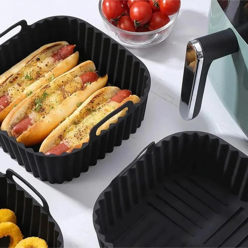Food Grade Air Fryer Silicone Baking Tray Heat Resistant Thickened Non Stick Cake Pizza Pan