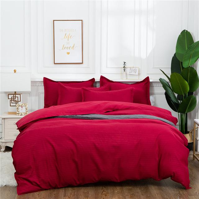 Home Textile Black Quilt Set Double Queen King Size Bedding Set Solid Color High Quality Comforter Duvet Cover