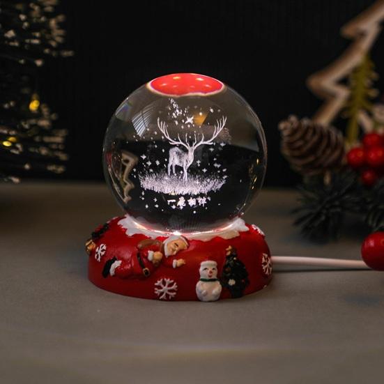 Jõulud Kunstkristallkuul Öölamp 3D Jõuluvana Lumememm Põder Klaaskuuli Lamp Alusega Helendav Dekoratiivne Klaaskera Kodu Magamistoa Kaunistus