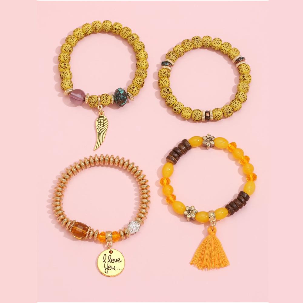 Vintage-Armband mit Flügelquaste, mehrlagig, Türkis, Perlenarmband für Damen und Mädchen, Party-Accessoires