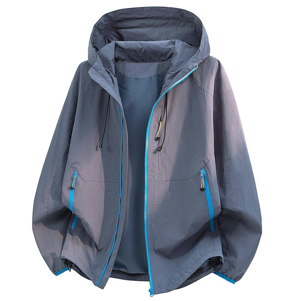 2026 Spring Men's American-Style Slimming Hooded Windbreaker Jacket - Trendy and Casual