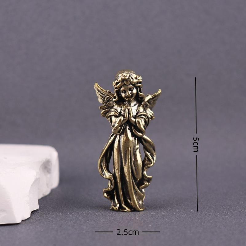Copper Six Winged Angel Love Cupid Statue Small Ornament Brass Angel Figurines Desktop Decoration Home Decor Accessories