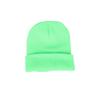 Men Women Solid Color Warm Woolen Knitted Cap Fluorescent Cuffed Beanie Hat