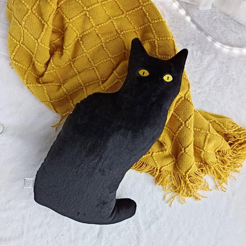 New Styles Cool Plush Stuffered Dolls Black White Cat Realistic Cat Animal Pillow Home Decorations