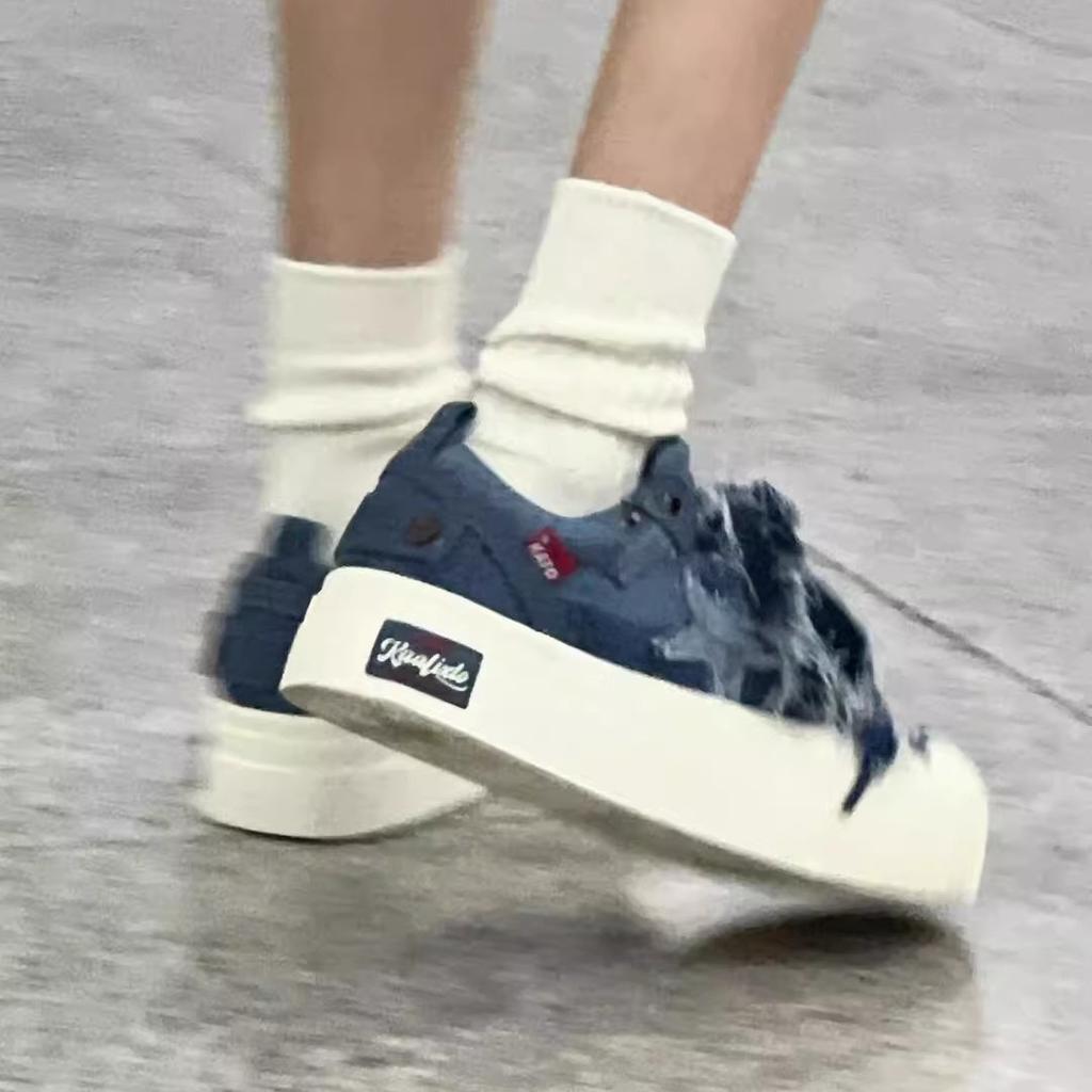 Star denim blue canvas shoes women's 2025 summer and autumn new niche design Korean version of casual sports shoes