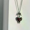 Y2k Bow Cross Heart Necklace For Girls Gothic Jewelry Vintage Accessories Rose Goth Collares Chain For Women Man Punk Necklace