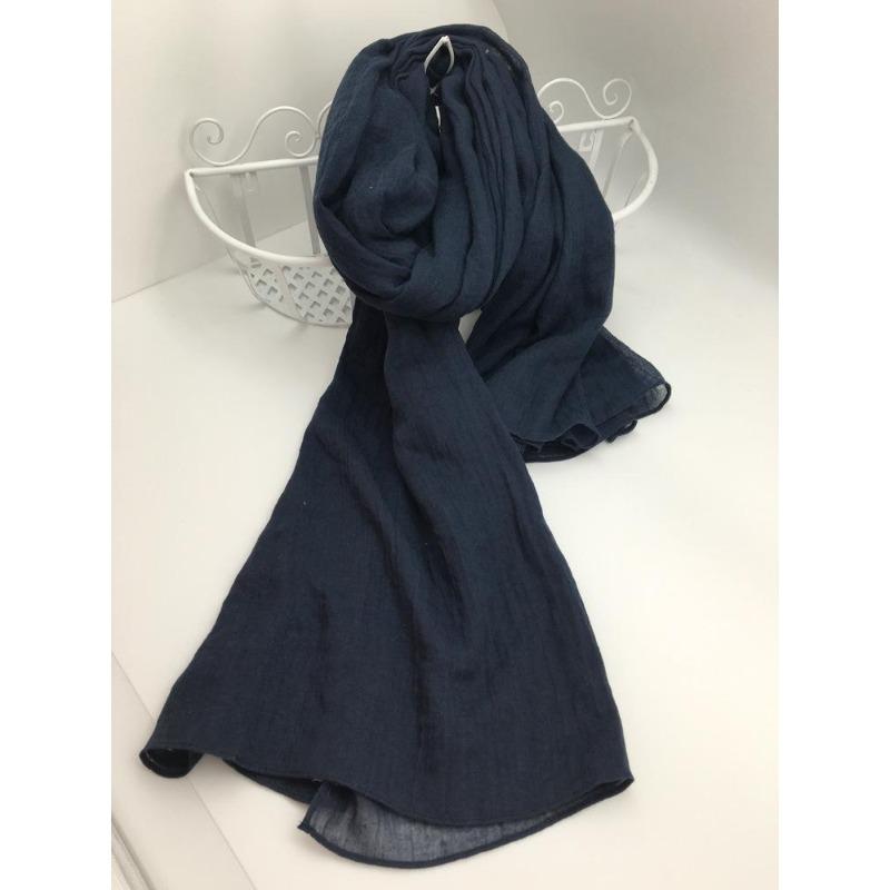 

Льняной Хлопковый Шарф Оверсайз Пасторальный Стиль Теплый Стильный Шарф Многоцветный Опциональный Теплый Женский Шарф 150*190cm темно-синий