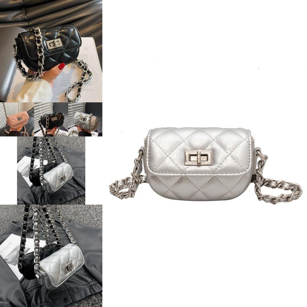 Chic Silver Mini Shoulder Bag For Women Soft Texture And Stylish Quilted Design