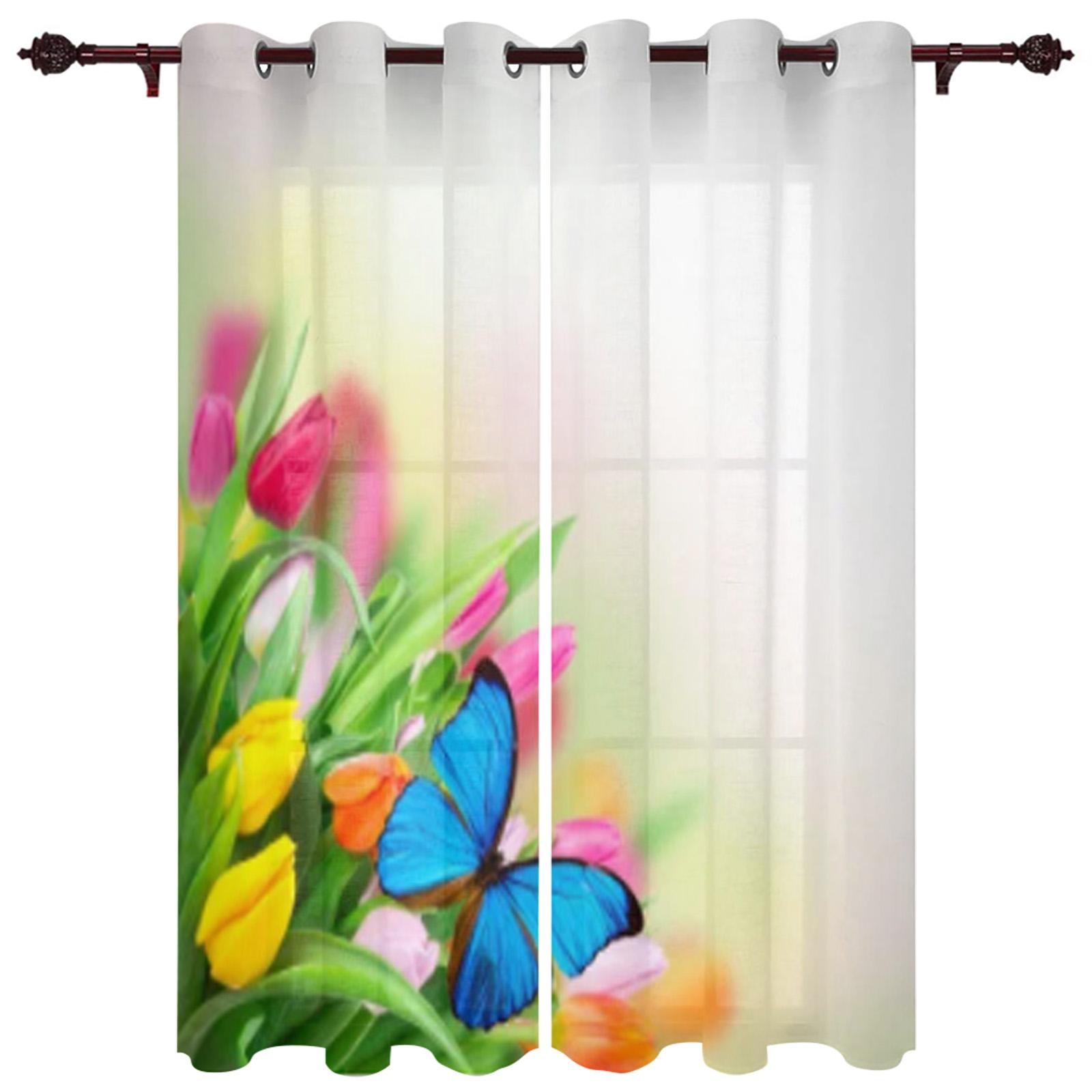 Фиолетовый завод цветок оконная занавеска спальня гостиная оконные шторы кухонные — фото 10