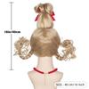 Anime Cosplay High-Top Blonde Wig with Bow Braid Christmas Synthetic Hair for Women Party Costume Accessory
