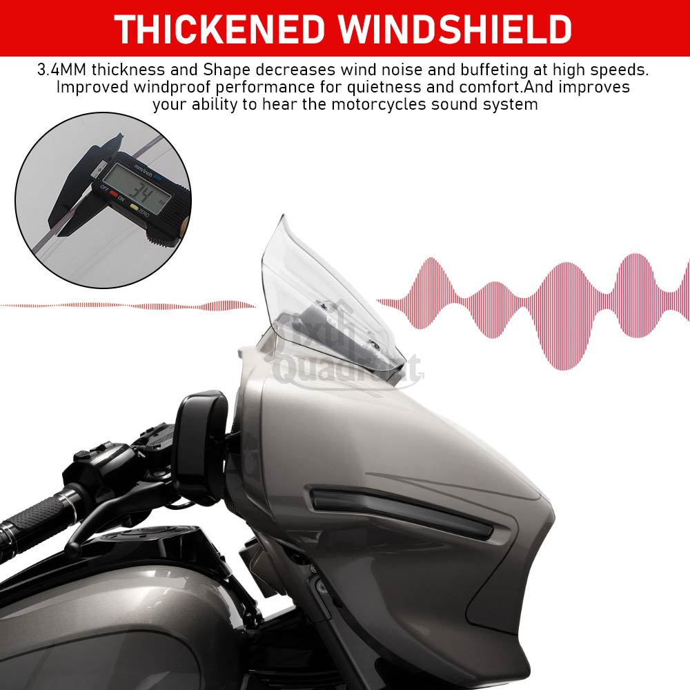 10 inch Motorcycle Accessory Front Fairing Windshield  Windscreen Wind Deflector For Harley Street Glide FLHX/I CVO FLHXSE 2023+