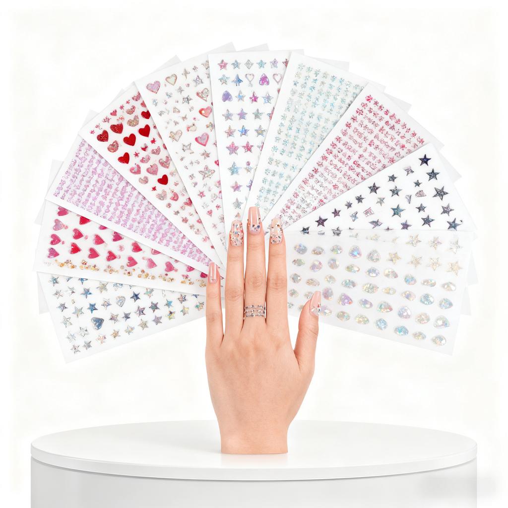 Non-Toxic 10Pcs Mix Random Design Elegant French Tip  Geometric Designs Nail Art Decals  Nail Stickers Set