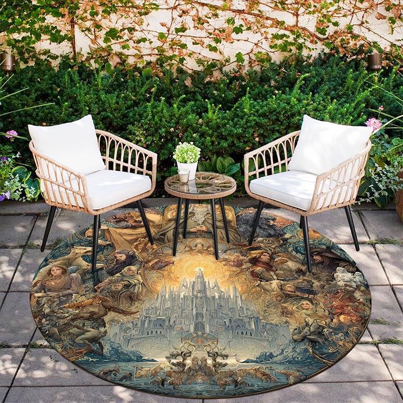 Angel pattern round rug,Carpet Rug for Living Room Bedroom Sofa Playroom Decor,Non-slip Floor Mat,Holiday Gifts and Birthday Gifts