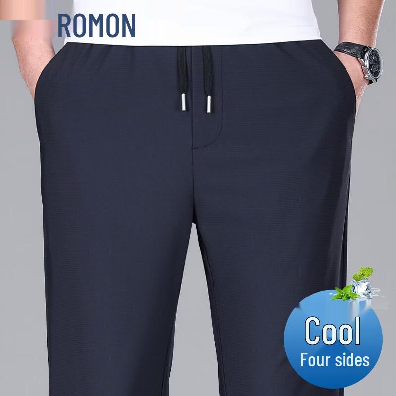 

ROMON Men s Elastic Waist Casual Straight Leg Pants 3XL
