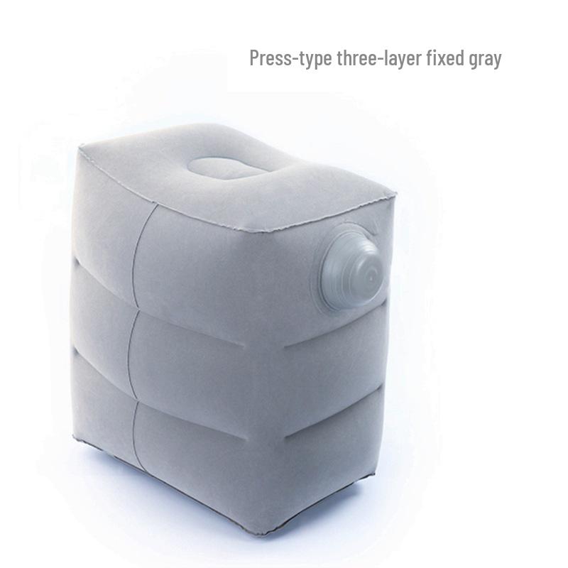 Flocking Press-to-Inflate Travel Footrest: Adjustable Universal Car & Plane Leg Rest