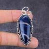 Natural Sodalite Gemstone Handmade 925 Sterling Silver Gift Pendant 2.44" W6O17
