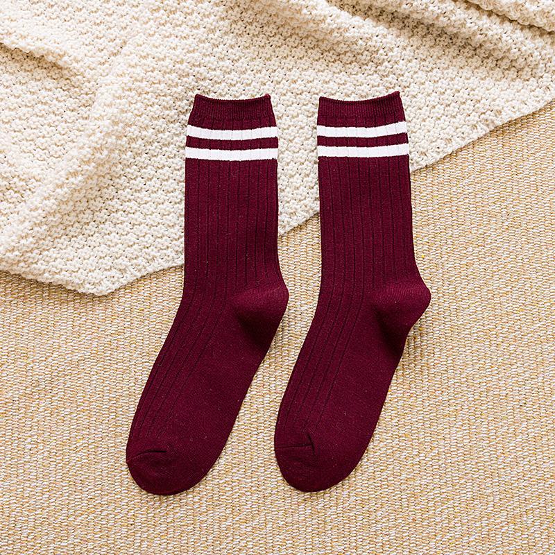 Neue koreanische japanische Art Damen Socken Lockere Socken Schulmädchen Harajuku Einfarbige Nadelstrick Gestreifte Lässige Baumwollsocken