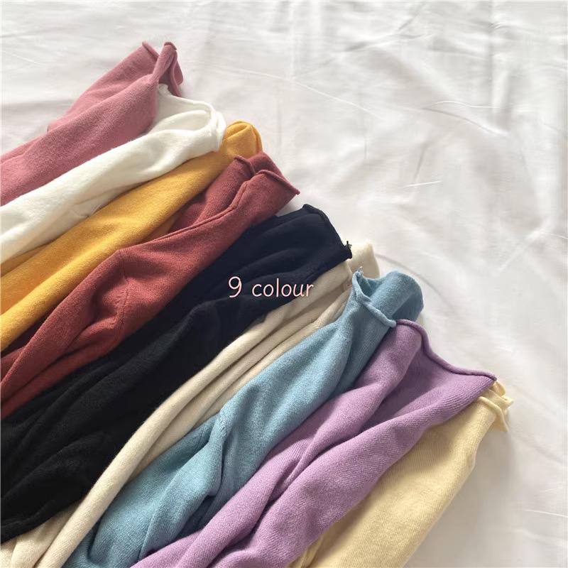 Women's 2024 New Style Semi-High Neck Knitted Sweater - Long-Sleeved Base Layer or Outerwear, Soft and Cozy.