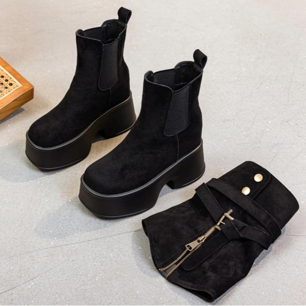 Kelnės Batai Moteriški batai Ruduo Žiema Nauja prekė Dviejų dalių nusegami trumpi batai moterims Mados platforminiai batai Botas
