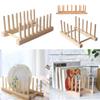 Wooden Kitchen Dish Drain Rack Dinnerware Storage Organizer Tray Plate Drying Shelf Book Cups Display Stand Drainer Holders