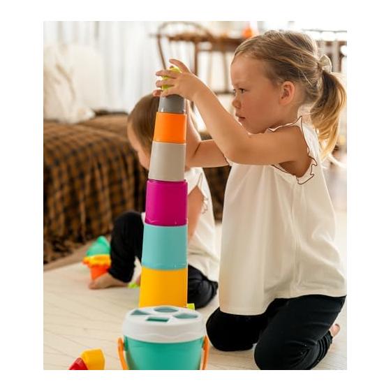 infantino [Stacking, stacking, molding, and tidying up all in one] Tsumikasane cup, educational toy, baby toy, molding, sorter, fingertip training,