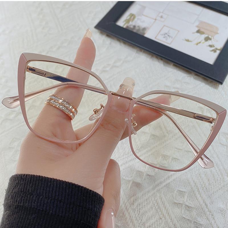 1.67 1.74 -8 To +8 New Fashion Brand Design Retro Cat Eye Frame Photochromic Anti Blue Light Computer Women Reading Glasses Farsighted Diopters