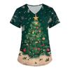 Women's Fashion V-Neck Short Sleeve Overalls With Pockets Christmas Printed Tops  Clothes