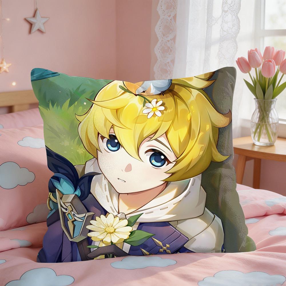 Mika Genshin Game Cushion Cover Short Plush Pillow Case Room Sofa Cushion Covers Home Decor Funda