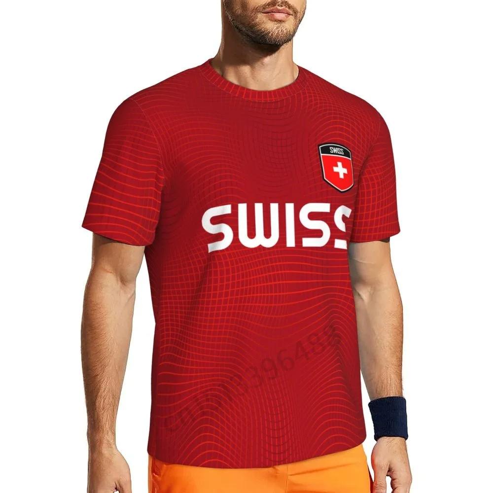 Switzerland Swiss SUISSE Soccer Football Tshirt Print 3D Flag National JERSEY CHEER Training Round Neck Unisex Men Women Sport Short Sleeve Uniform
