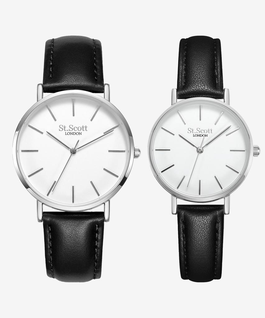 Seinteuseukoteuleondeon Grain Classic Couple Watches - Silver Black / St7011-Swbk
