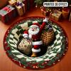 Christmas 3D Rug Santa Claus/Gnome/Dog Quilted Round Swirl Rug Non-Slip Optical Illusion Door Mat