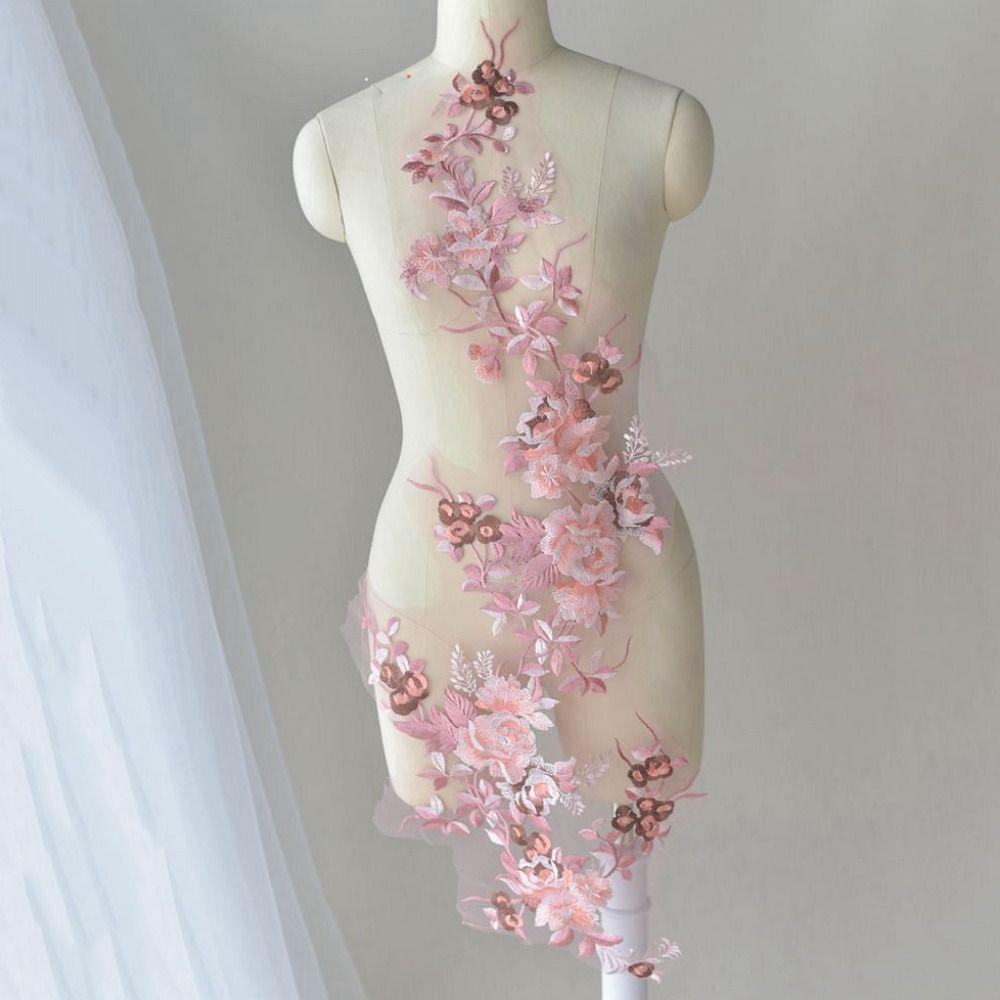 Mesh Bottom Flower Embroidery Patch Floral Design Lace Trim Sew On Floral Patch Applique Sew On Applique Lace Fabric