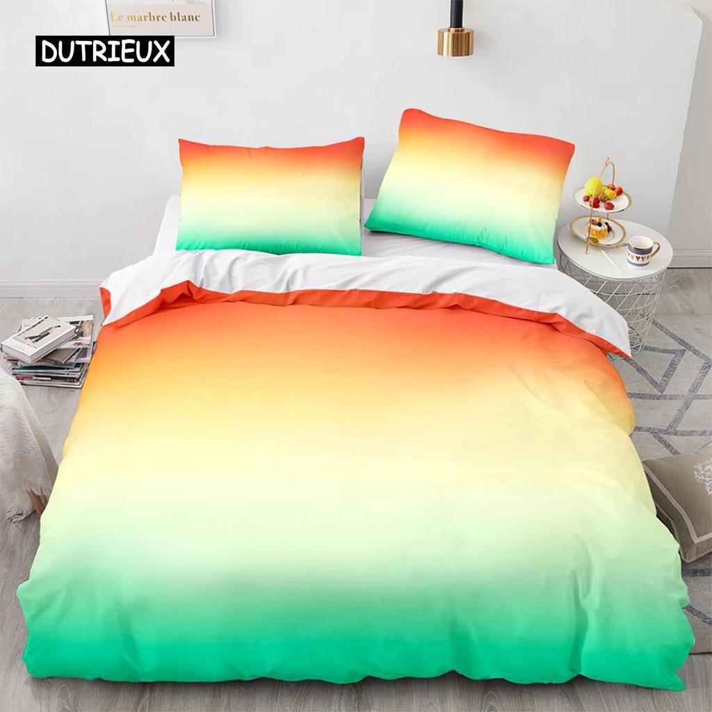 Rainbow Gradient Duvet Cover Set Queen Size Cute Bedding for Kids Girls Polyester Quilt Cover Single King Twin