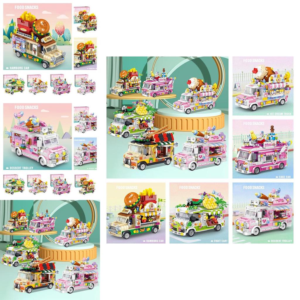 Diy Creative Mini Puzzle Building Toy Sweet Dessert Burger Car With 638 Abs Plastic Grains