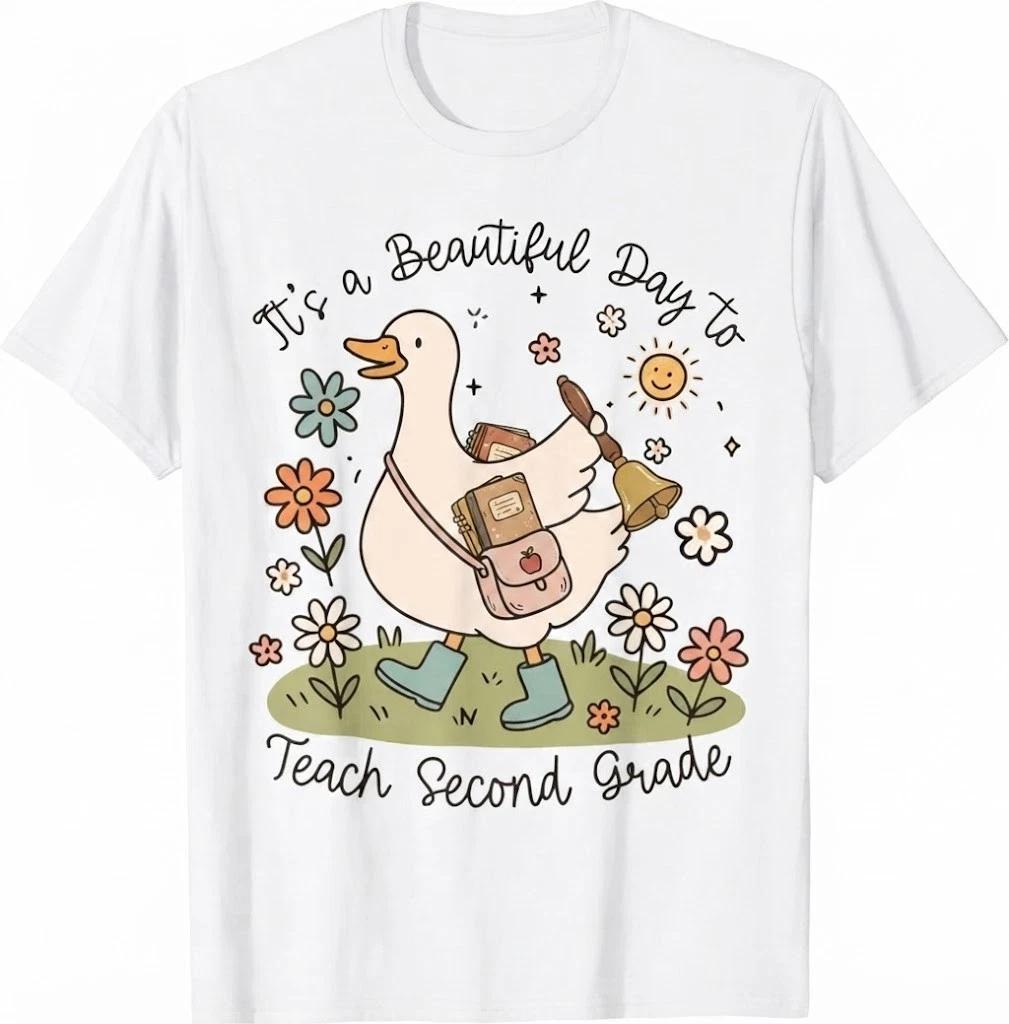 Cute Goose It s A Beautiful Day To Teach 2nd Grade Teacher T Shirt S