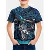 Summer Round Neck 3D Cool Motorcycle Printed Top Fashionable Casual Short Sleeved Children's Boy T-shirts