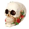 Horrible Resin Skull Skeleton with Rose Flower Crafts for Halloween Festive Home Decoration