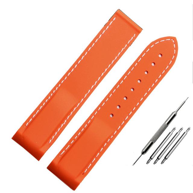 20mm 22mm Gebogenes Ende Gummi Silikon Uhrenarmbänder Für Omega Seamaster 300 Speedmaster Armband Marken Uhrenarmband Blau Schwarz Orange 22mm