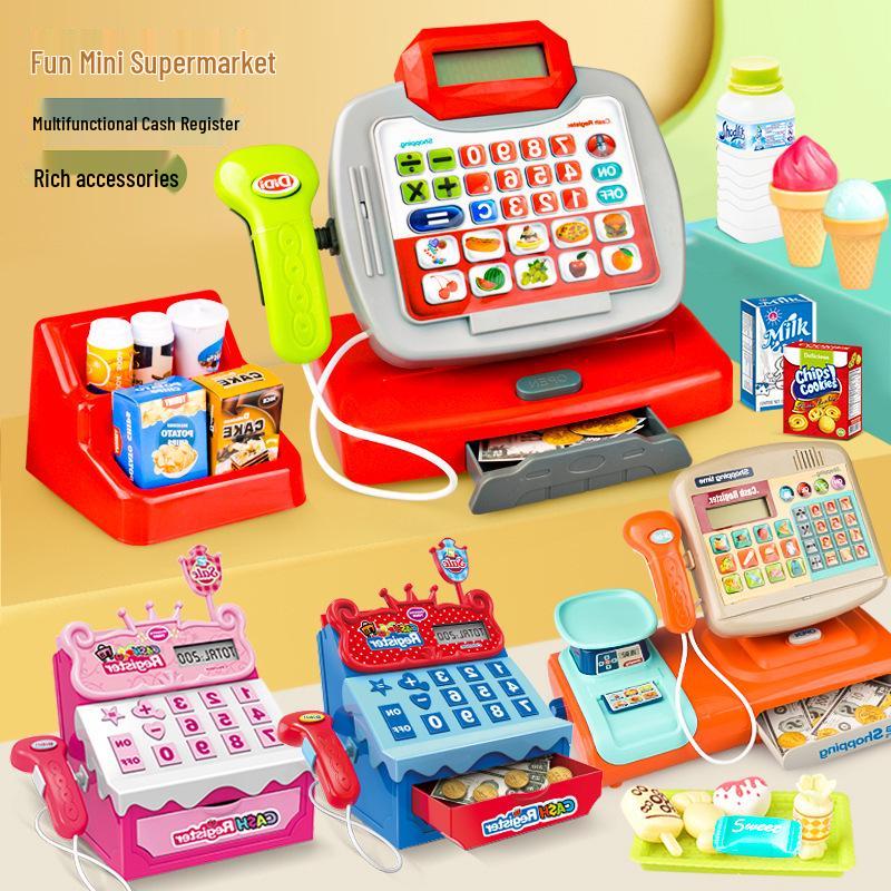 Kids' Interactive Play Supermarket Cash Register with Scanner, Computer, Sound & Light Effects - Perfect Gift for Girls