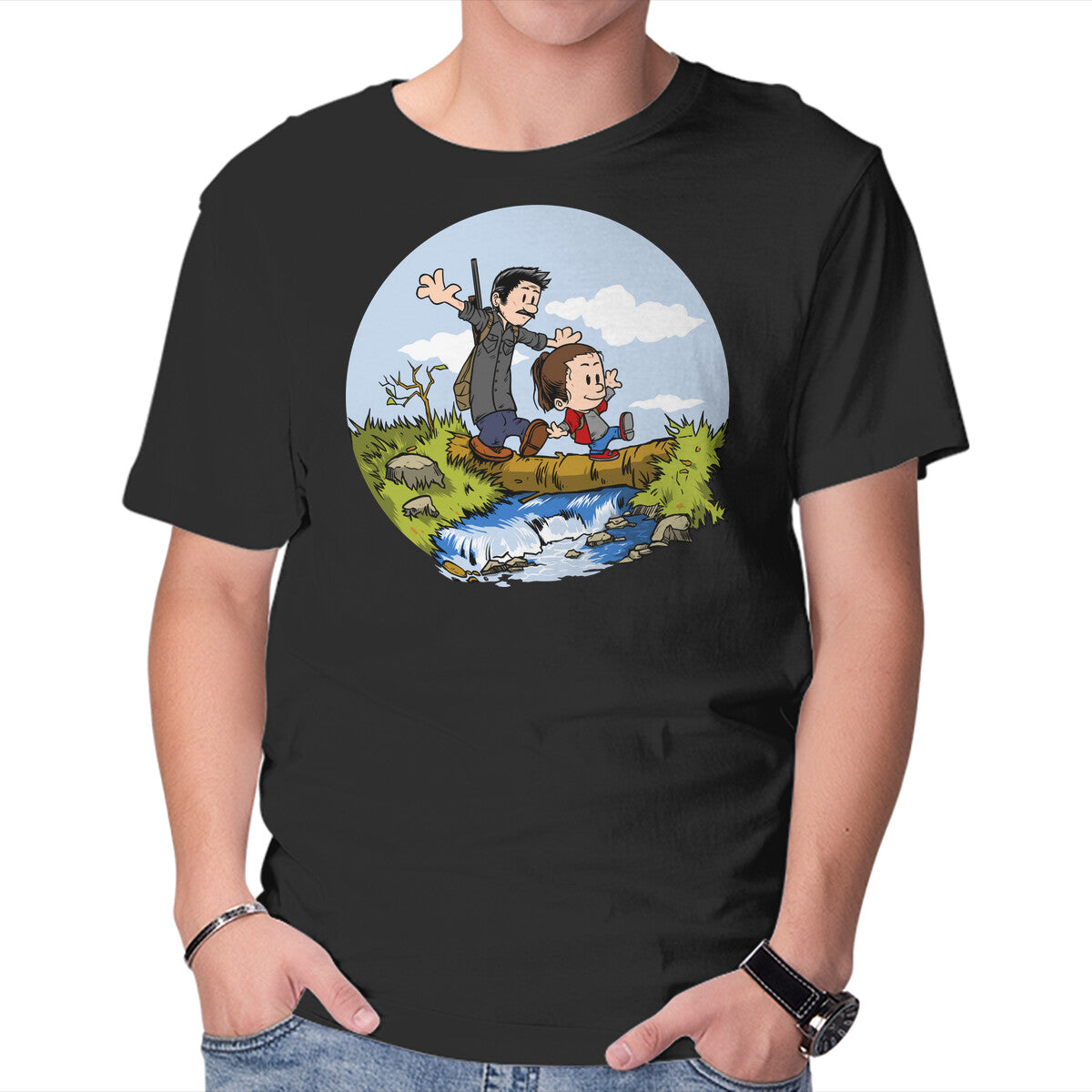 Unisex Crew Neck T-Shirt Joel And Ellie Adventure Graphic Short Sleeve Casual Tee XXL
