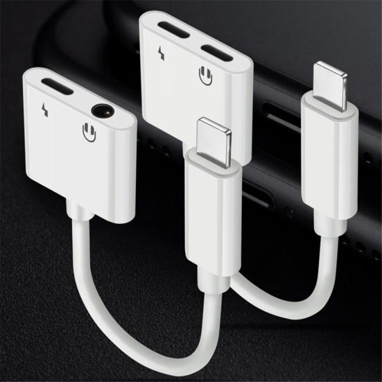 2 in 1 Jack Headphone Adapter Dual-Port 3.5mm Charge Cable for iPhone X/8/7