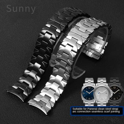 Pasek do zegarka ze stali nierdzewnej 316L dla Panerai Pam441 Pam111 Pam01316 Męski pasek stalowy Zakrzywione końcówki Akcesoria do paska do zegarka 22mm 24mm