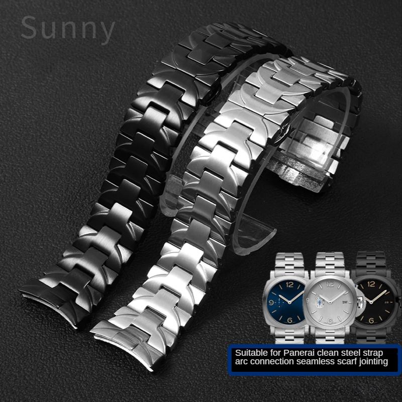 316L Stainless Steel Watch Strap for Panerai Pam441 Pam111 Pam01316 Men Steel Belt Arc Mouth Watchband Accessories 22mm 24mm